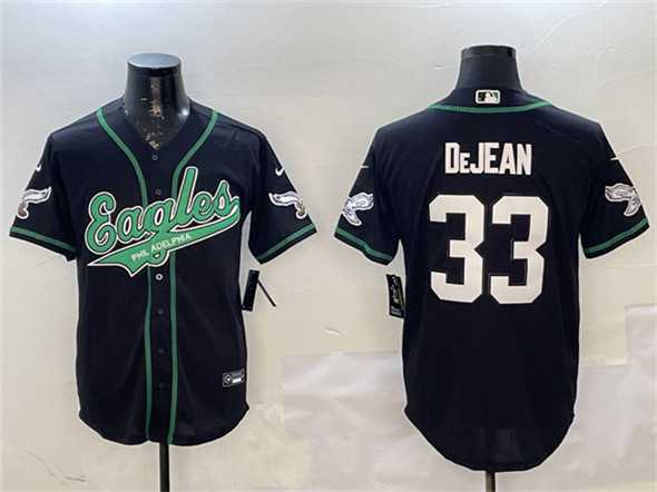 Men's Philadelphia Eagles #33 Cooper DeJean Black Cool Base Stitched Baseball Jersey Dzhi,We sell and wholesale Men's Philadelphia Eagles #33 Cooper DeJean Black Cool Base Stitched Baseball Jersey Dzhi on line form chian!